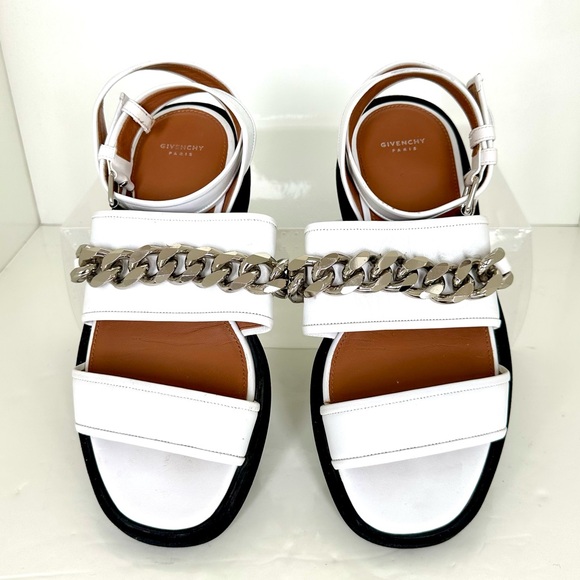 Authentic Givenchy Paris White Leather Chain Sandals. - Picture 3 of 12